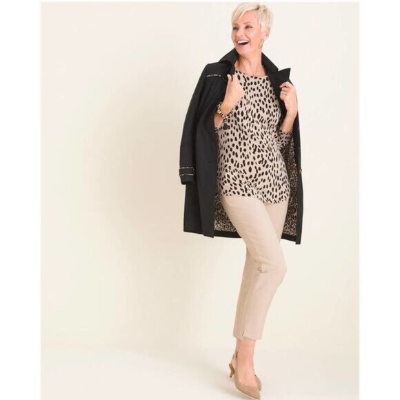 Womens Animal-Print Bateau-Neck Shirttail-Hem Pullover Sweater - Picture 2 of 7